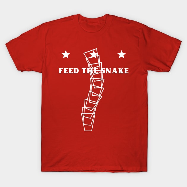 feed the snake (white white text) T-Shirt by branfordia